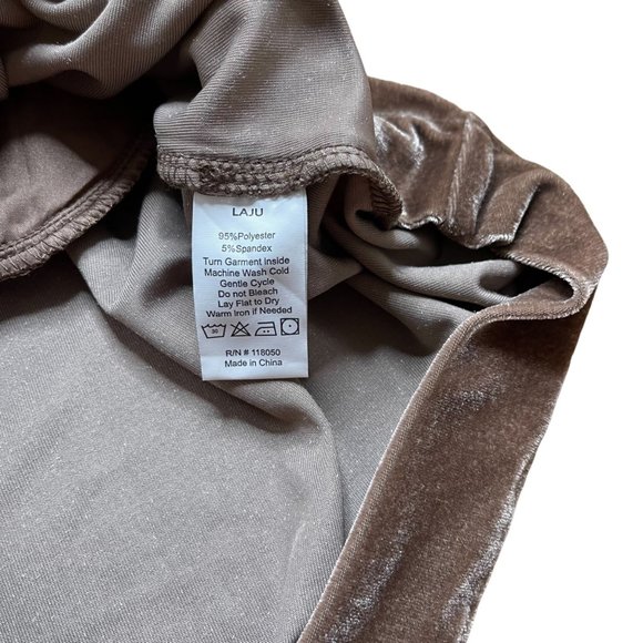 Laju Womens Dress Large L Brown Velvet Short Sleeves Knee Length - Picture 6 of 10